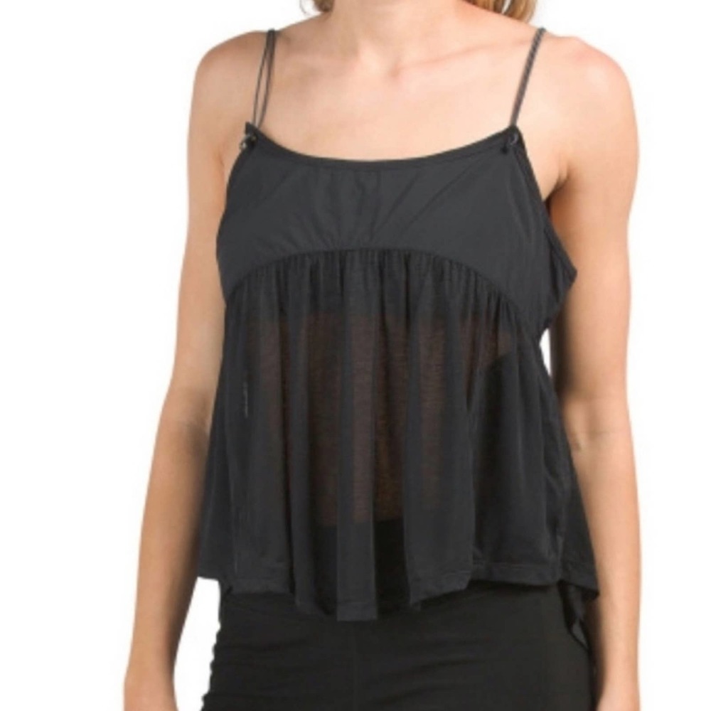 Free People Movement Catch Me Drift Tank Top Women's Ladies Size XS Black Sheer